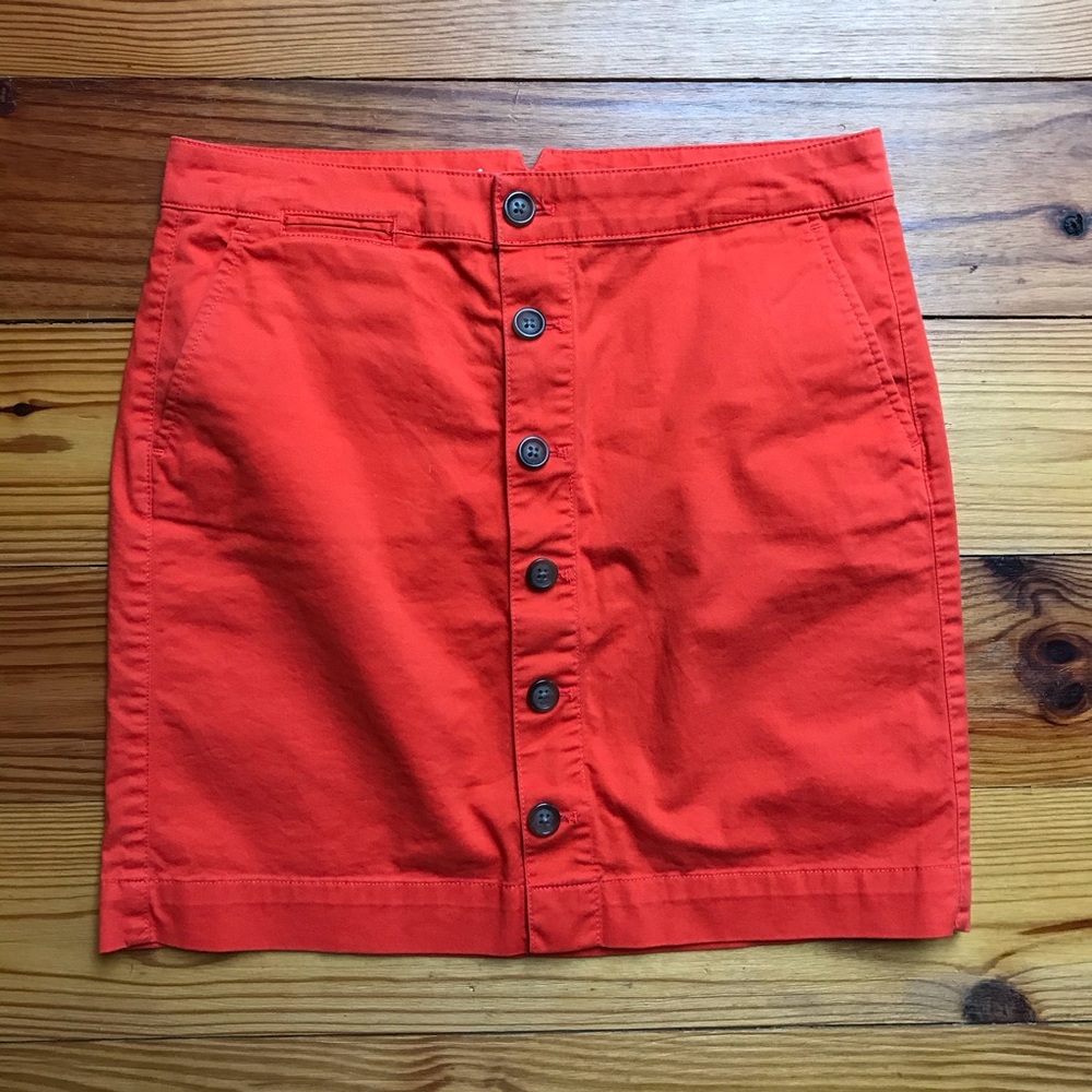 Gap Bright Orange Cotton Button Down Mini Skirt, … - image 3